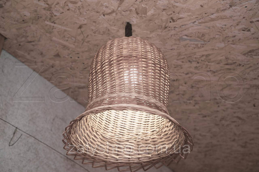 Плетена бра у формі дзвін із лози | люстри плетені з лози  | торшери абажури бра Київ - фото 2
