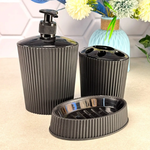 Набір для ванної кімнати (мильниця, підставка, диспенсер) чорний Line ELIF Житомир - фото 2