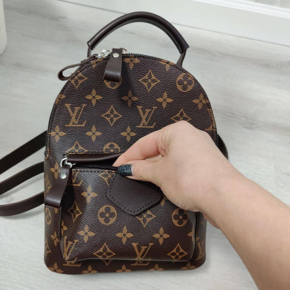 Женский рюкзак классический брендовый. Женский маленький брендовый рюкзак Коричневый 816 Киев - изображение 7