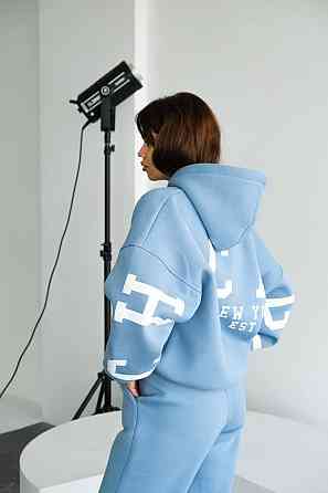 Женский стильный повседневный костюм Chicago с двойным капюшоном Голубой, 42/46 Одесса