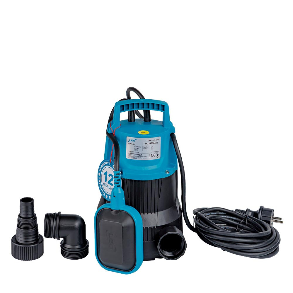 Насос дренажний садовий 0.4кВт Hmax 6м Qmax 150л/хв LEO AKS-401PH (773146) Рівне - фото 2