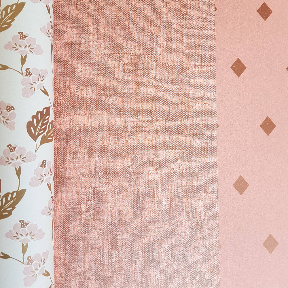 Обои виниловые на флизелине Caselio Mystery 0.53х10 м однотонные гладкие мелкая сеточка розово кремовые Киев - изображение 1