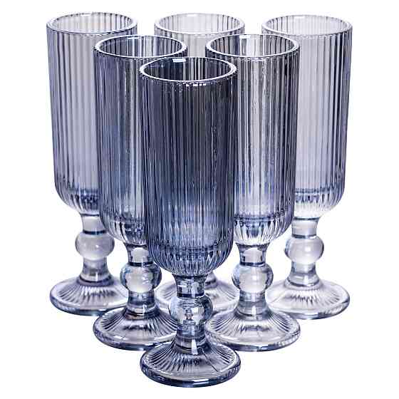 Фігурні бокали для шампанського, 6 шт, голубі Київ