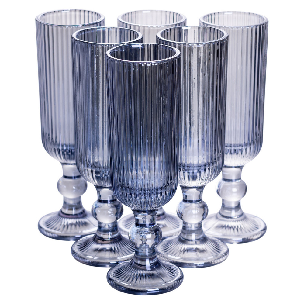 Фігурні бокали для шампанського, 6 шт, голубі Київ - фото 1