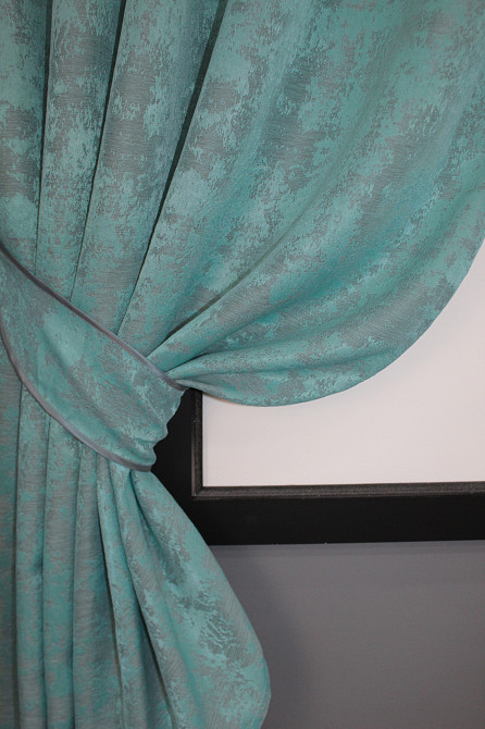 Комплект штор коротких VR-Textil Жаккард Sultan YL № 1292ш Бирюзовый 130х170 см 2 шт (35-0074) Киев - изображение 3