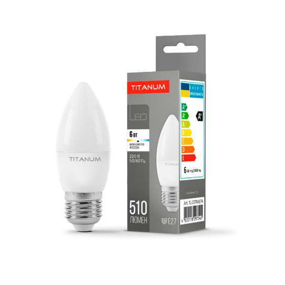 Лампа LED C37 6W E27 4100К 220V Titanum Житомир