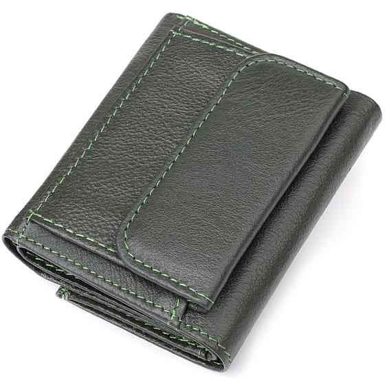 Жіночий мініатюрний гаманець із натуральної шкіри ST Leather 23083 Зелений Київ