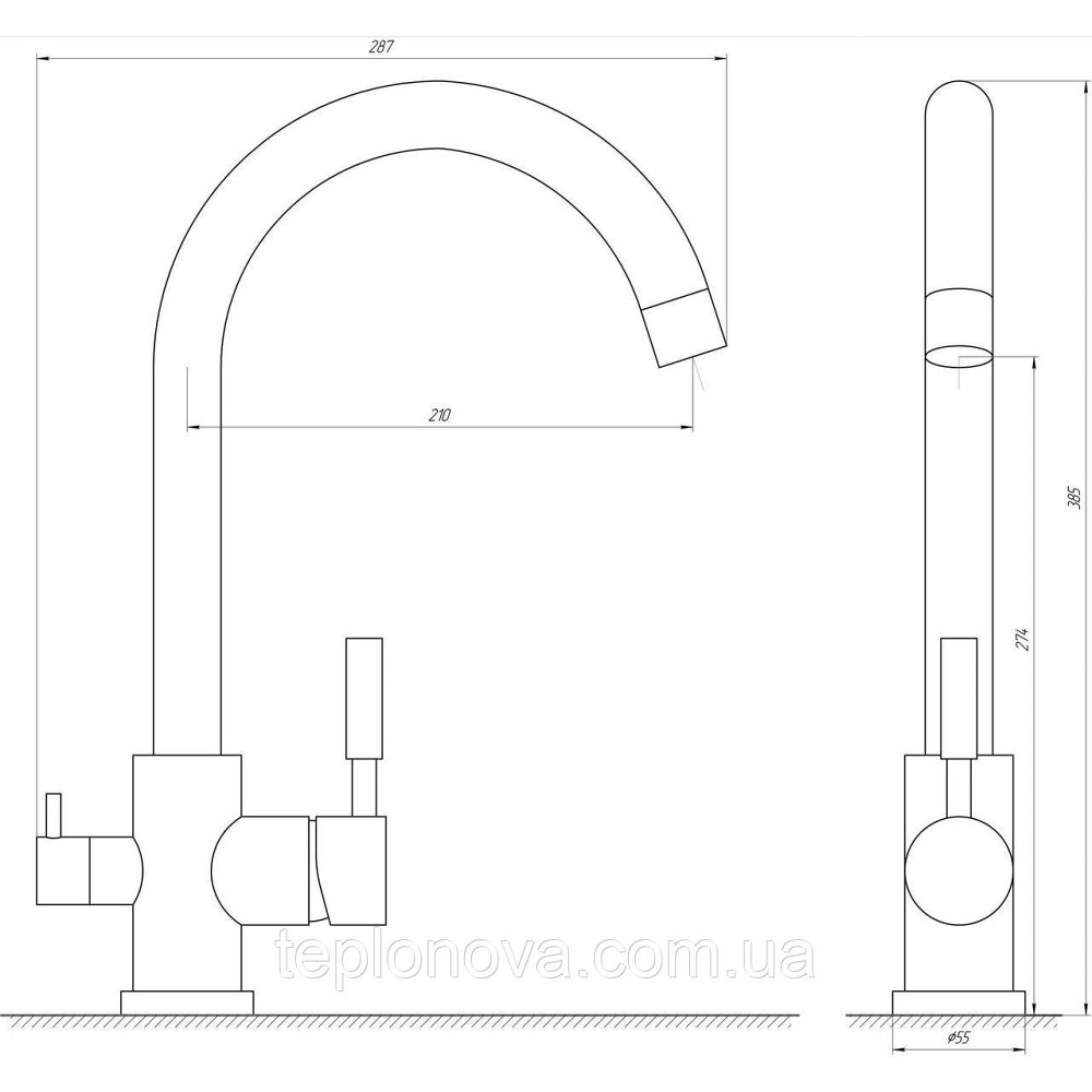 Змішувач для кухні під осмос Globus Lux LAZER GLLR-0333-10-BB Чернівці - фото 6