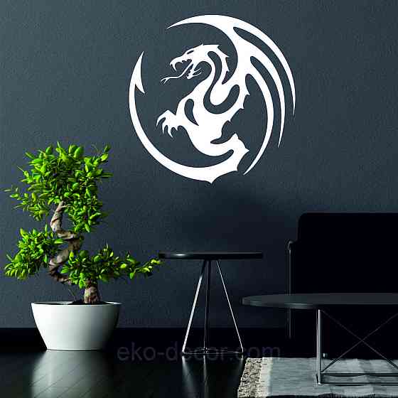 Декоративное настенное Панно «Дракон» Декор на стену 50*50 см, Белый Киев