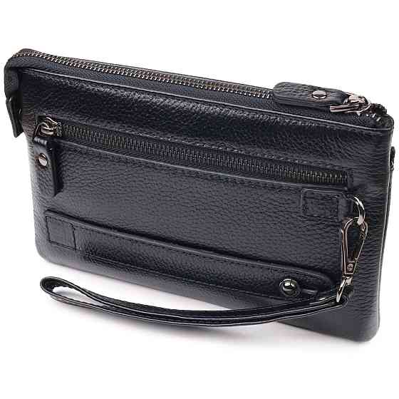 Стильний клатч для чоловіків із натуральної шкіри Чорний (CANPELLINI) Київ