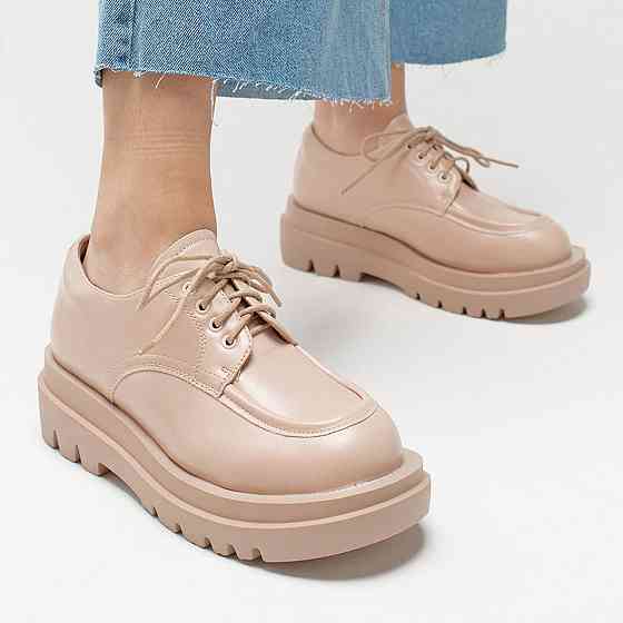 Жіночі Бежеві броги Туфлі Оксфорди Танкетка Сліпони Шкіряні Мокасини (розміри: 36,37,38,39,40,41) Дніпро