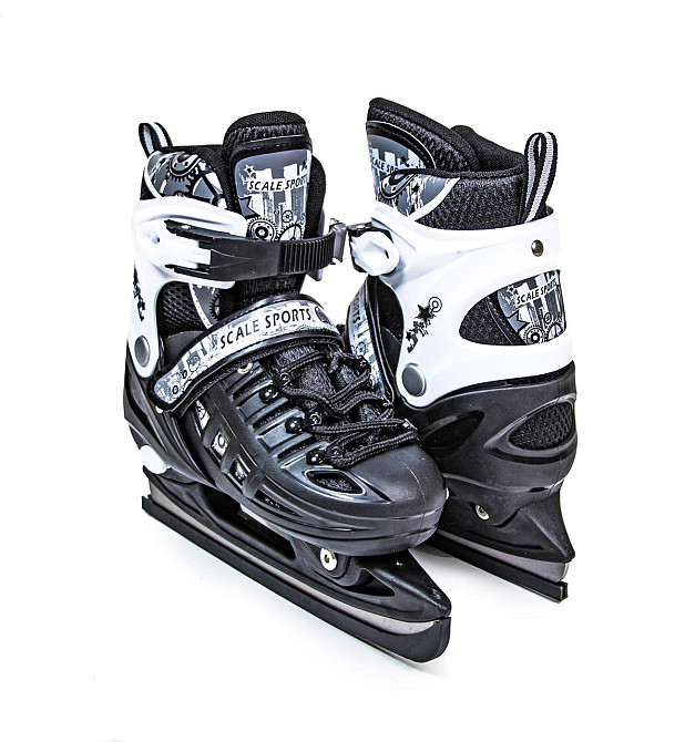 Ковзани розсувні Scale Sport. Чорно-білі. Розмір 34-38 Одеса - фото 1