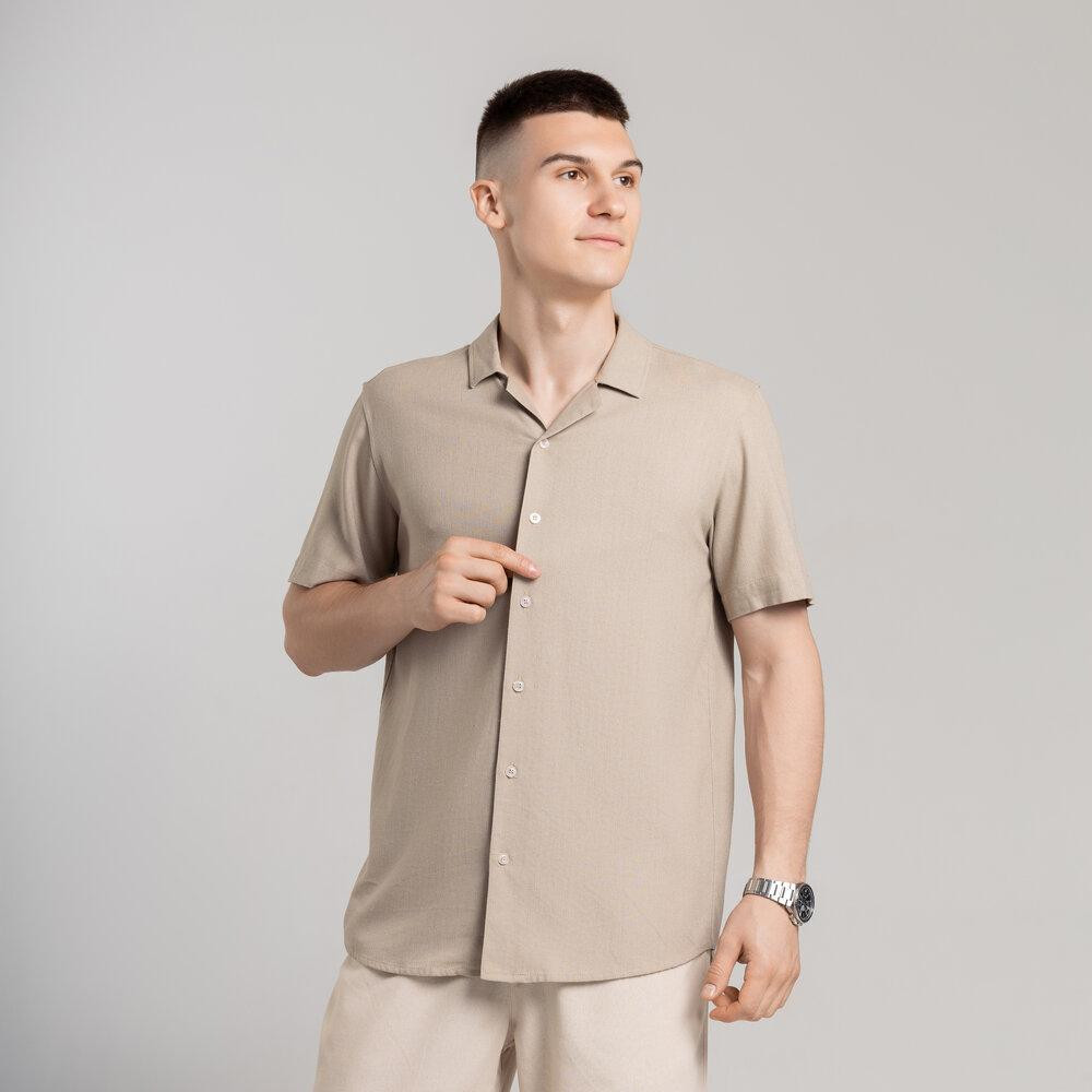 Чоловіча сорочка з коротким рукавом бежева Pobedov Marsel Київ - фото 3