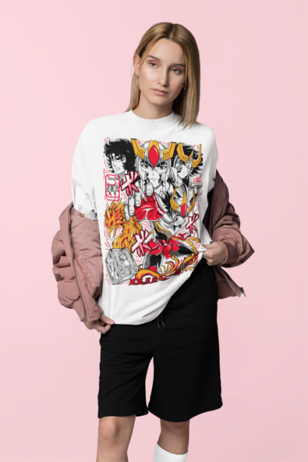 Футболка для хлопчика з аніме принтом Аніме Саінт Сеійа Кнігхтс оверсайз (зріст від 165 до 180) Чорний AnimeJ0580m Дніпро - фото 2