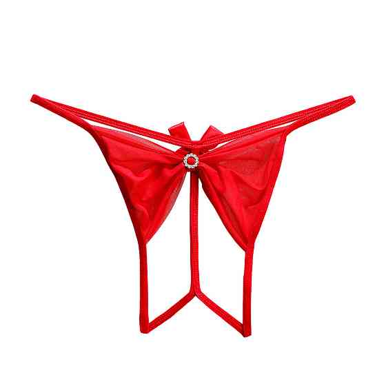 Трусики з розрізом у формі бантика one size червоний Київ