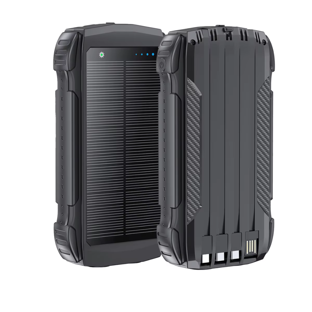 Павербанк на сонячній батареї 20000мАг, УМБ Powerbank з кабелями, ліхтариком і швидкою зарядкою Green Кам'янець-Подільський - фото 2