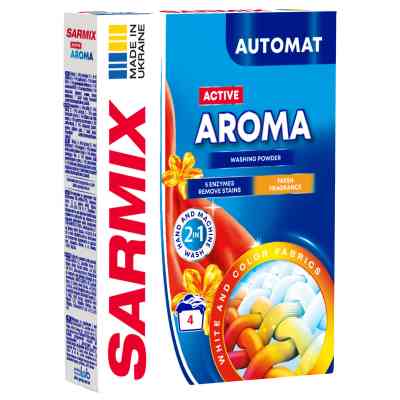 Пральний порошок Sarmix Active Aroma для всіх типів прання 300 г (4820268104199) Вінниця