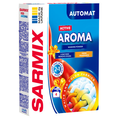 Пральний порошок Sarmix Active Aroma для всіх типів прання 300 г (4820268104199) Вінниця - фото 1