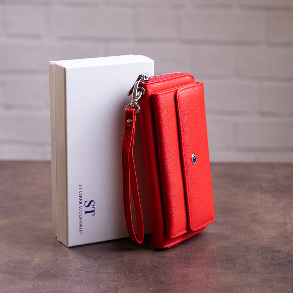 Кошелек с кармашком на лицевой стороне женский ST Leather 19366 Красный Киев - изображение 1