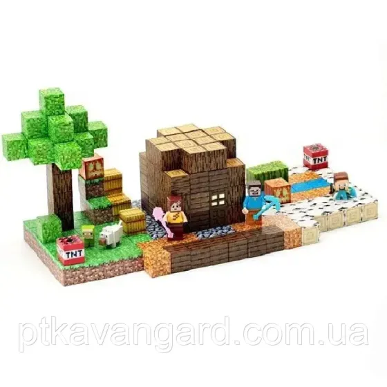 Конструктор магнітний майнкрафт 191 магнітних блоків будинок Стіва із дерева Dream World LZCK 006 Хмельницький