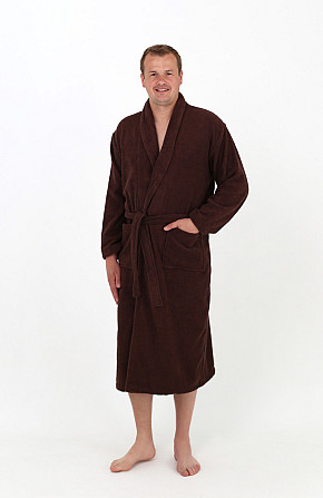 Мужской махровый халат Ideal Textile XL коричневый (56860507) Черновцы - изображение 1