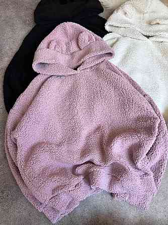 Жіноча стильна тепла плюшева худі з вушками м'яке хутро Teddy Рожевий Одеса