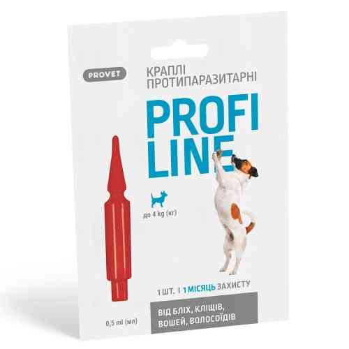 Краплі Provet PROFILINE для собак до 4 кг інсектоакарицид 1 піпетка по 0,5 мл Київ