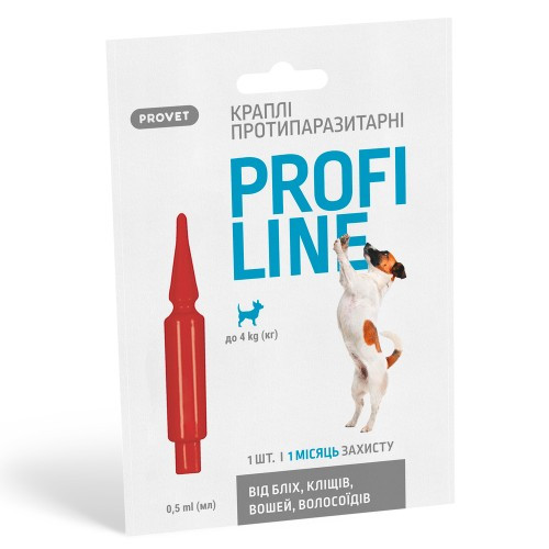 Краплі Provet PROFILINE для собак до 4 кг інсектоакарицид 1 піпетка по 0,5 мл Київ - фото 1