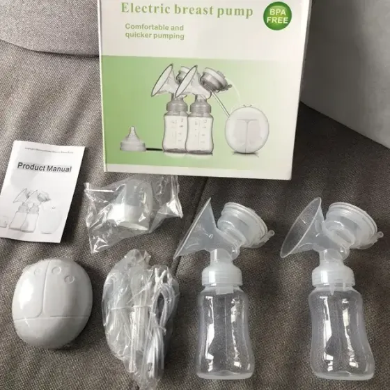 Электрический двойной массажный молокоотсос Kinder Goods в комплекте с 2 бутылочками для молока + соска, USB Коломыя