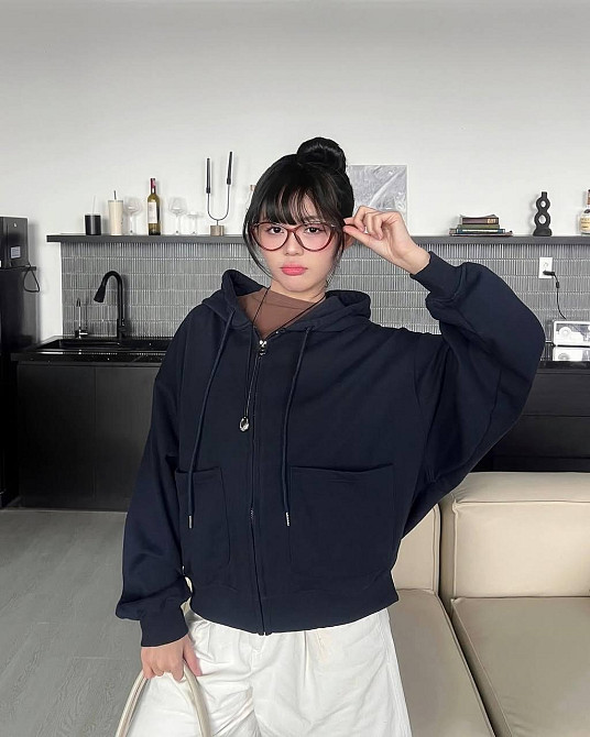 Жіноче тепле оверсайз худі на блискавці тринитка на флісі Одеса - фото 7