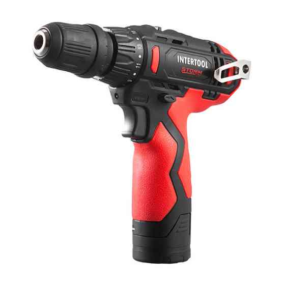 Дриль-шурупокрут акумуляторний, 12 В, 30 Nm, 0-350/0-1300 об/хв, патрон 0,8-10 мм, 2,0 Аг, знімний патрон INTERTOOL WT-0318 Киев