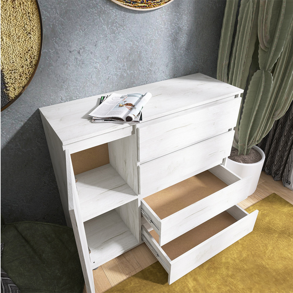 Комод Эверест КЛ-3 Лайт (телескопические) 105х38х93 см Дуб Крафт белый (DTM-071076) Львов - изображение 4