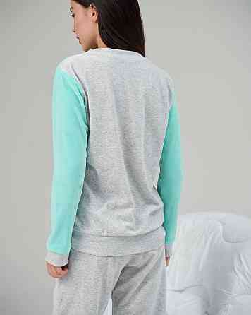 Жіноча піжама зі штанами Nicolette Три котики — Велюр 87125 XL, Бірюзовий Київ