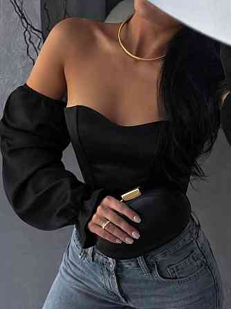 Жіночий романтичний привабливий укорочений корсет атлас Scarlet Чорний, S/M Одеса