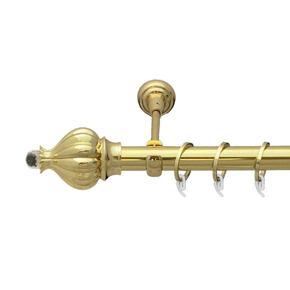 Карниз Orvit Таджа-Кристал металевий однорядний відкритий гладка труба кільце фасонне металеве  Золото 25 мм 160 см (7035302) Львів - фото 1