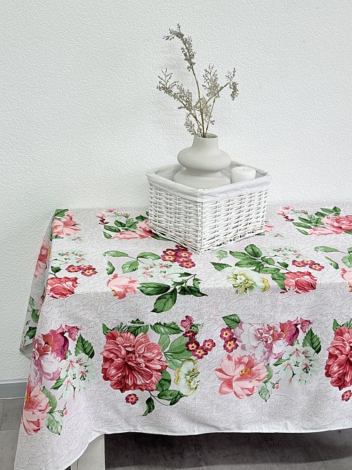 Ecotton Скатертина Ecotton 150х220 см бавовняна з рогожки рожева 29033/2 Літній букет Коломыя - изображение 10