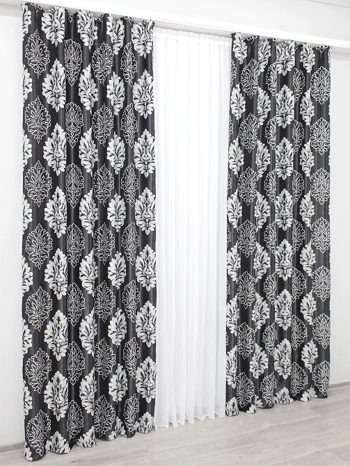 Комплект готових штор VR-Textil Блекаут-софт Корона № 1273ш(А) Чорний з сірим 100х270 см 2шт (31-548) Київ - фото 5