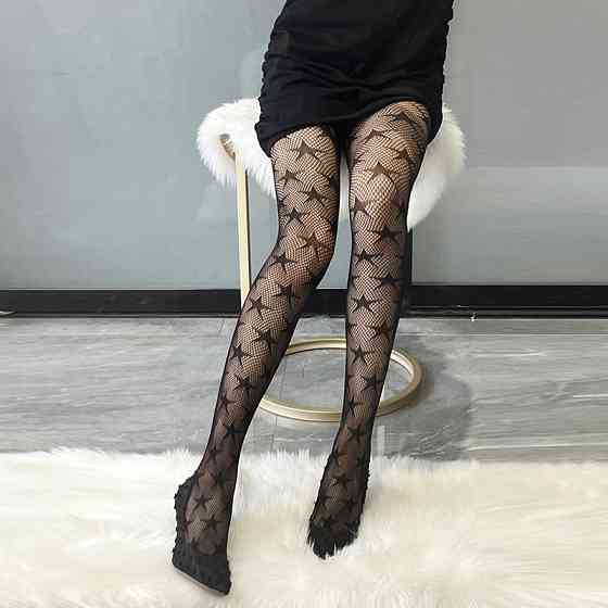 Колготки з зірочками в сітку жіночі one size чорний Київ