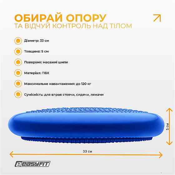 Балансувальна масажна подушка EasyFit Синій Коломия