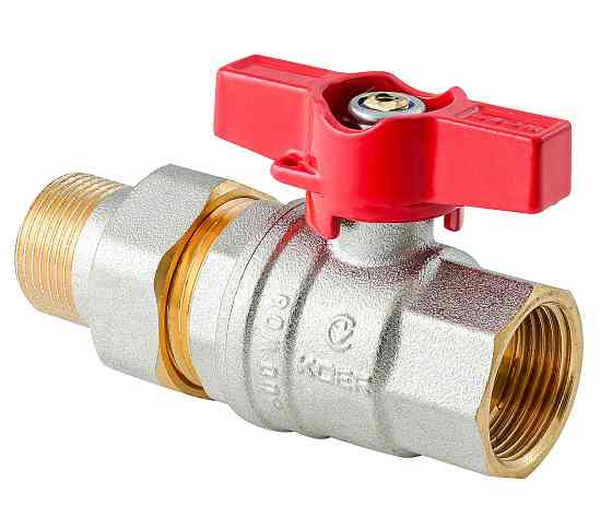Кран з американкою Koer Extreme KE.227-25 - 1" ручка "метелик" червона (KR5767)   ( 20769 ) Харків