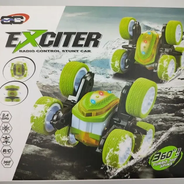 Машинка-перевертыш на радиоуправлении Stunt car exciter Зеленая Коломыя - изображение 2