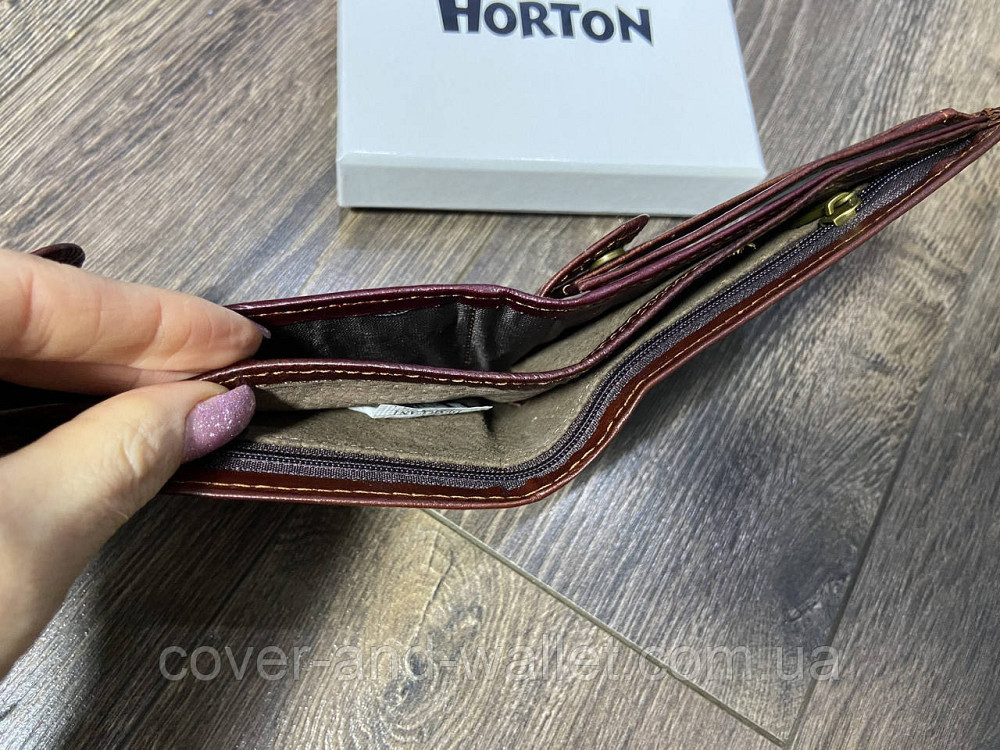 Вместительный мужской кошелек из натуральной кожи коричнего цвета Horton Collection Киев - изображение 7