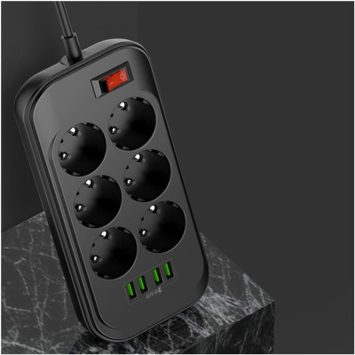 Мережевий фільтр живлення ColorWay CW-CHE64B, 6 розеток/4USB Black (CW-CHE64B) Вінниця - фото 6