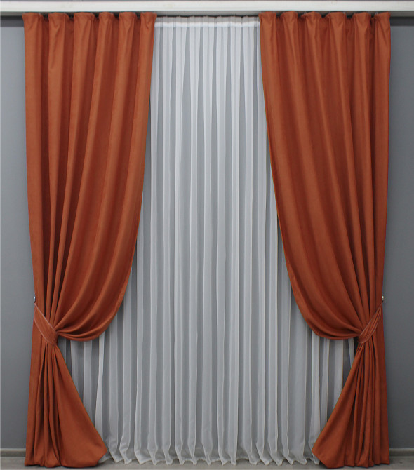 Шторная ткань нубук однотонный, Турция, цвет терракотовый 1512ш Киев - изображение 7