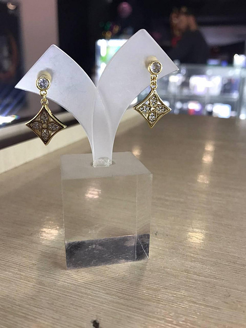 Брендові сережки Луї Віттон/Louis Vuitton, позолота Одеса - фото 1