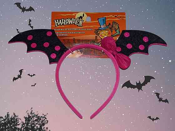 Обруч з крилами кажана на Хелловін 15 на 28 см Німеччина рожевий Київ