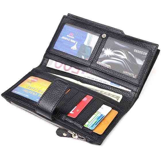 Женский вертикальный кошелек из натуральной кожи CANPELLINI 21641 Черный Киев