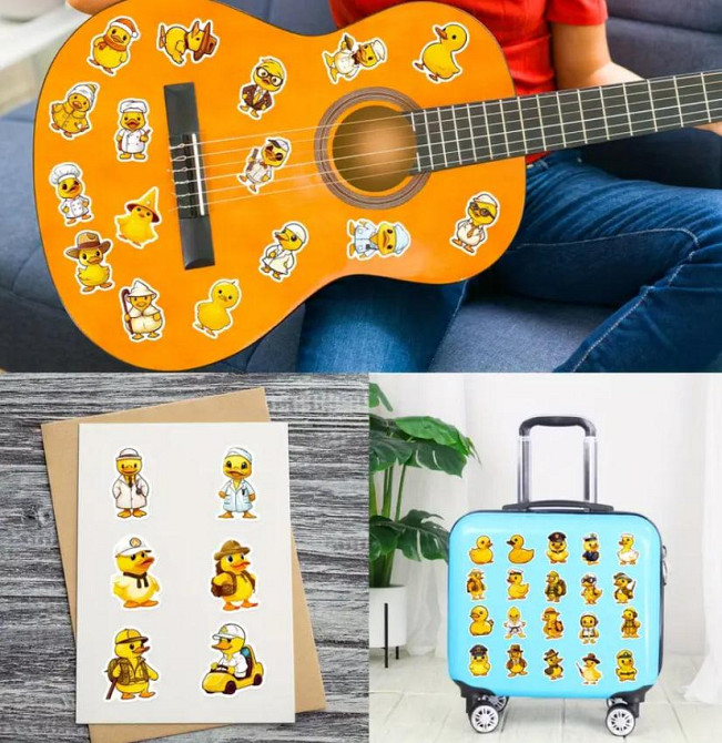 Набор 50 стикеров с желтыми утятами – милые наклейки для декора. Киев - изображение 3