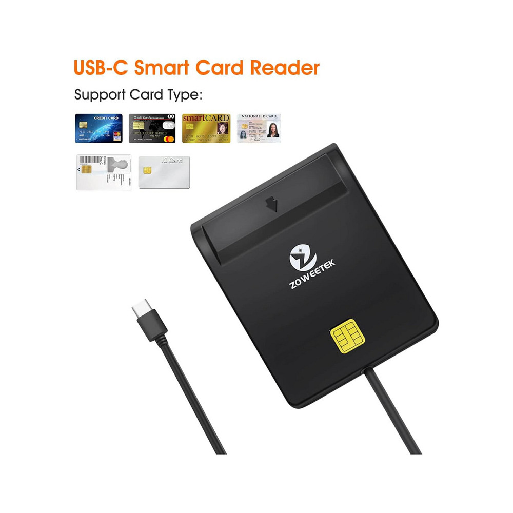 Зчитувач смарт карт картрідер ZOWEETEK USB-C Type C CAC державні ID підтримка tacho HGV карт сумісний з Windows 10/11 портативний Київ - фото 8