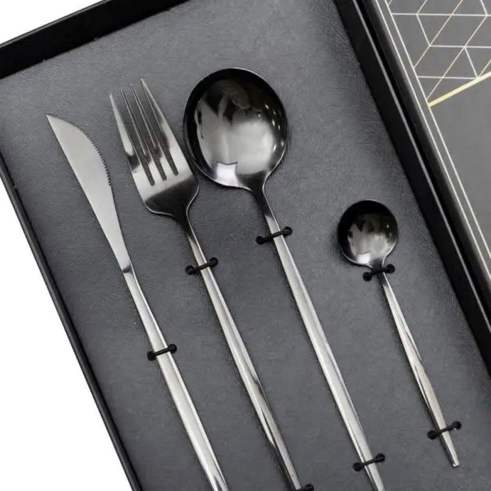 Набір столових приборів 24 предмети набір ложок виделок і ножів на 6 персон Чорний HP-20-45 Київ - фото 2
